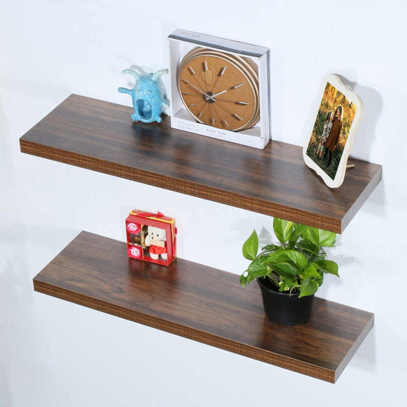Ensemble de 2 tablettes flottantes en noyer Albertson - 31,5 po x 9,25 po x 1,5 po