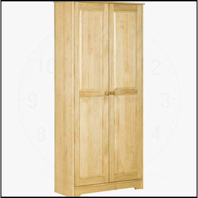 Freestanding Pinewood Kitchen Pantry Cabinet with Adjustable Shelves and Soft-Close Doors for Enhanced Storage and Safety