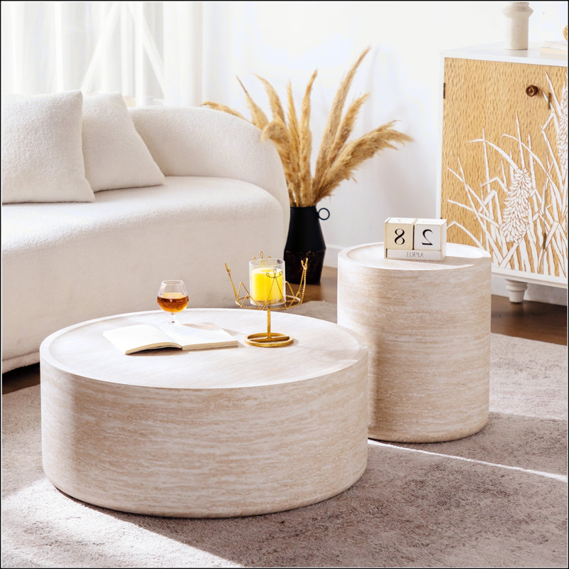 Table basse ronde de 31,5 po avec motif Mars, sans assemblage requis, parfaite pour le décor d'un salon ou d'un appartement