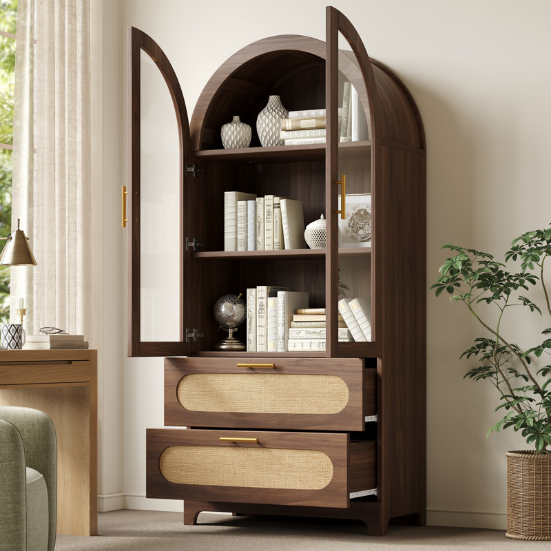 80 cm W Display Cabinet, Walnut