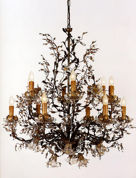 12 - Light Candle Style Tiered Chandelier, Bohemian