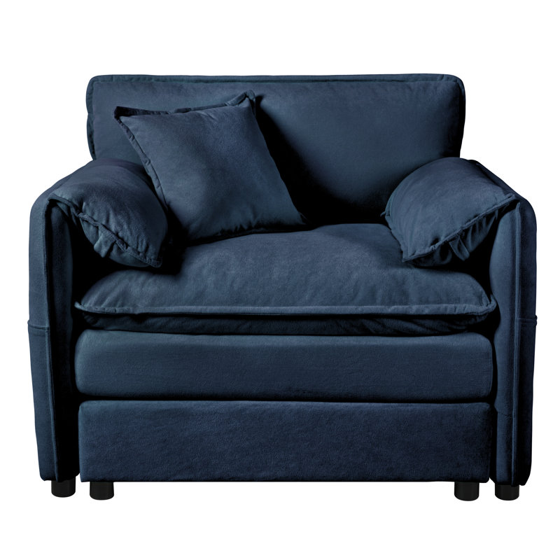 Fauteuil surdimensionné de 103 cm (40,65 po), en tissu chenille bleu, fauteuil moderne avec coussin décoratif, assise profonde pour chambre et salon, canapé d'angle modulaire surdimensionné, chenille, appartement, coussin de chambre