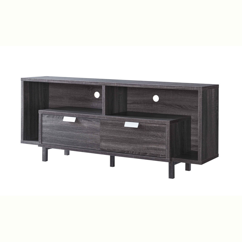 Meuble télé 60 po avec deux tablettes et deux tiroirs Modern, Espresso, 25.25"H x 60"L x 13.5"W