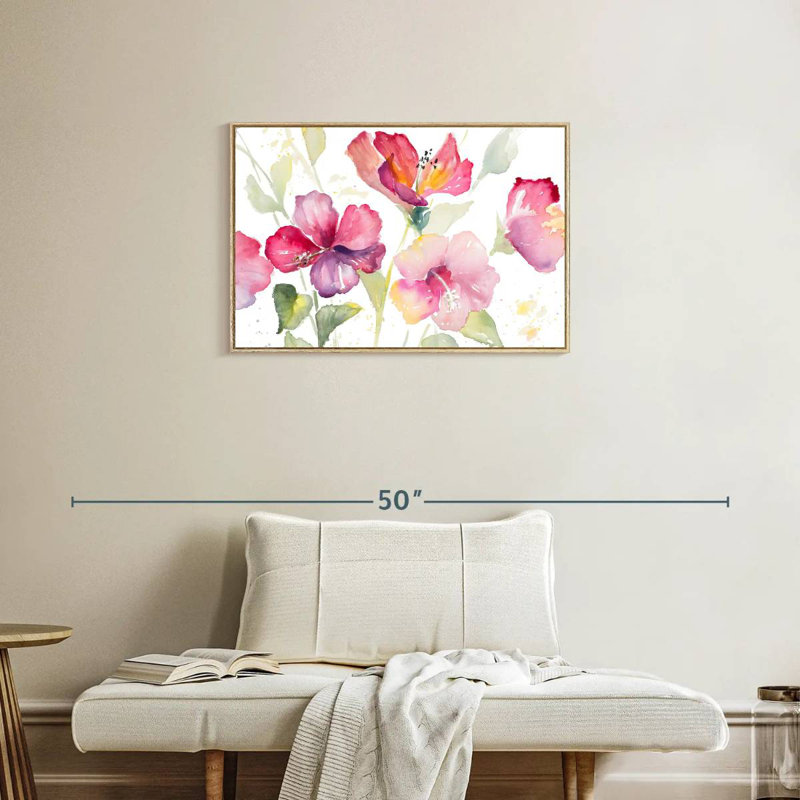 Heavenly Hibiscus, Floating Frame Natural Wood, 31" X 21"