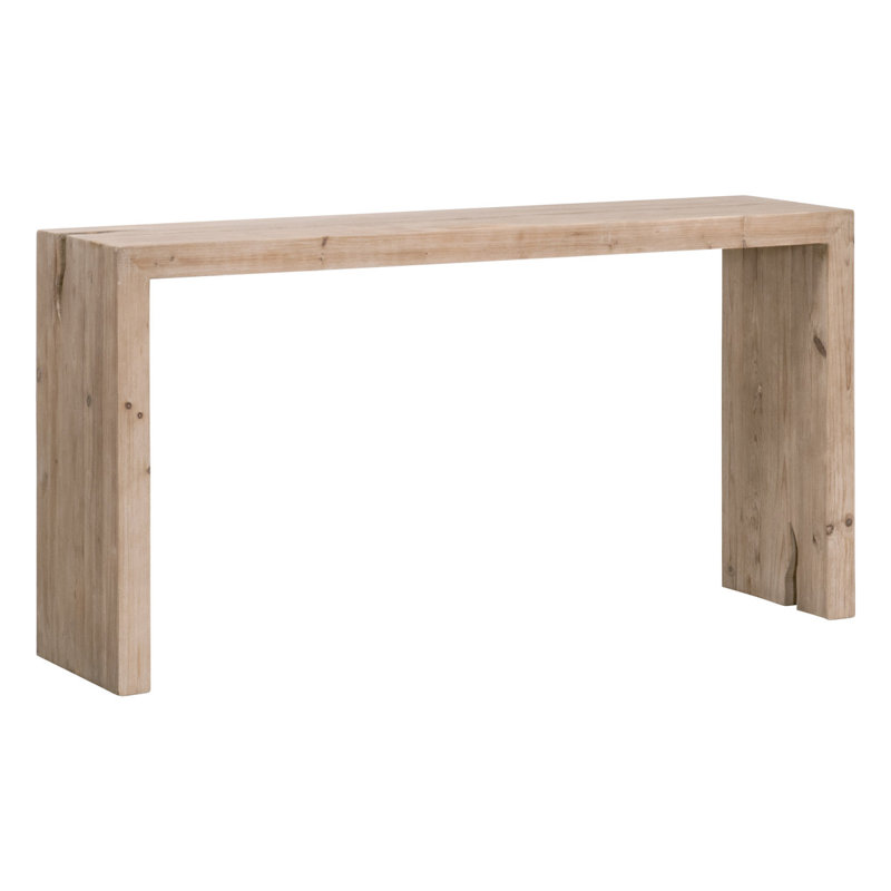 Reclaimed Pine Smoke Gray Console Table with Metal Accents