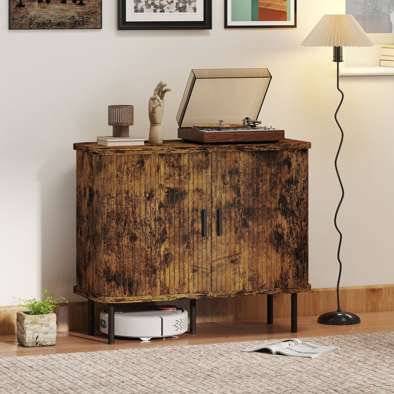 HOMCOM Mid-Century Modern Sideboard Storage Cabinet, Brown