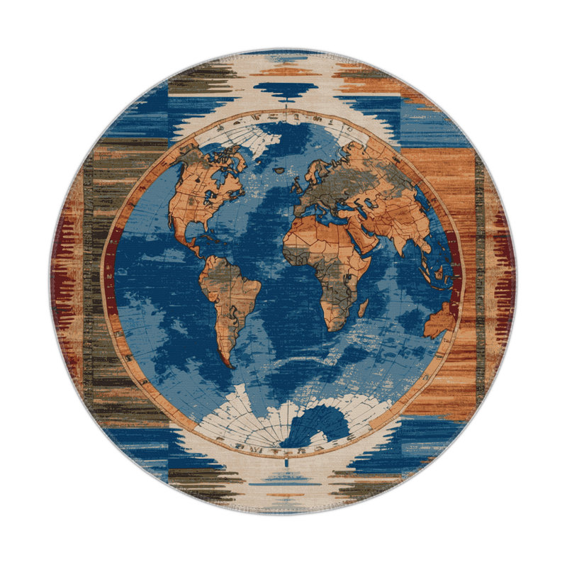Nature Brown Indoor and Outdoor Area Rug, Round 5'