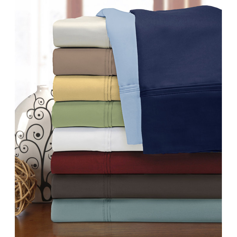 Mellark 1200 Thread Count 100% Egyptian Cotton Solid Sateen Pillowcase Set, Teal, Standard Pillowcase
