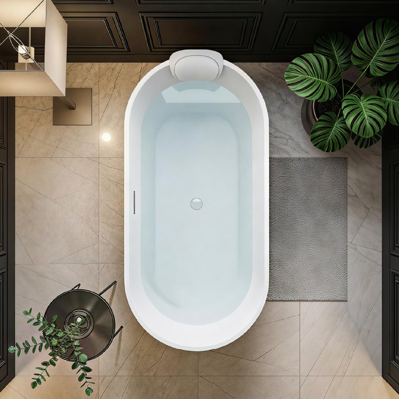 Baignoire autoportante Transolide, Blanc, H 23,25 po x l 31,12 po x P 66,87 po