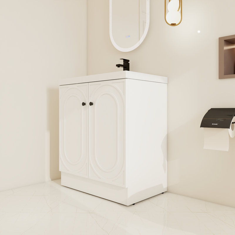 Ensemble de meuble-lavabo simple 30 po avec lavabo en résine, Blanc
