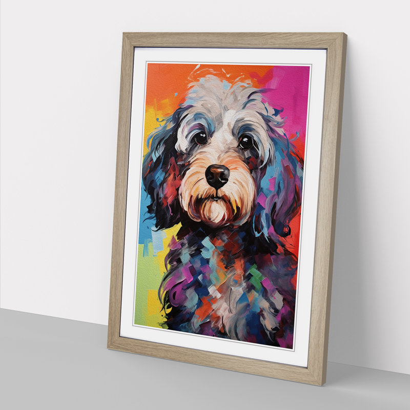 Cockapoo Gestural Art - Framed Print, 46cm H x 34cm W, Oak Framed