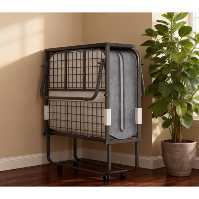 Folding Bed with 5" Foam Mattress, Headboard & Metal Frame