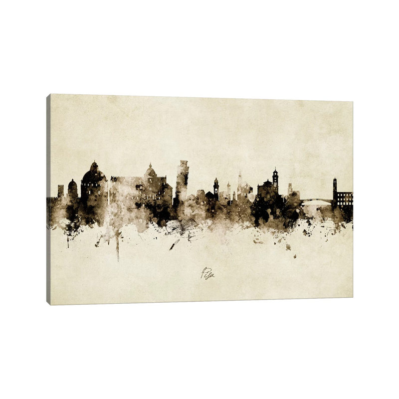 Pisa Italy Skyline Vintage by Michael Tompsett - Wrapped Canvas Print, 20.32 cm H x 30.48 cm W
