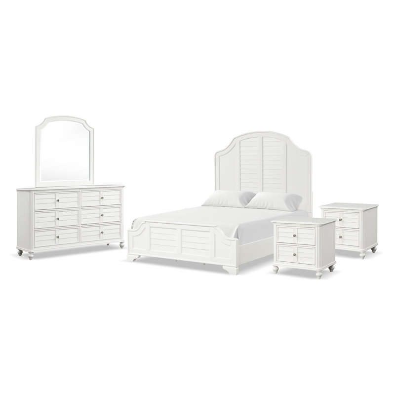 Carville 5-Piece Bedroom Set, King, 5 Pcs: Bed, 2 Nightstands, Dresser, Mirror