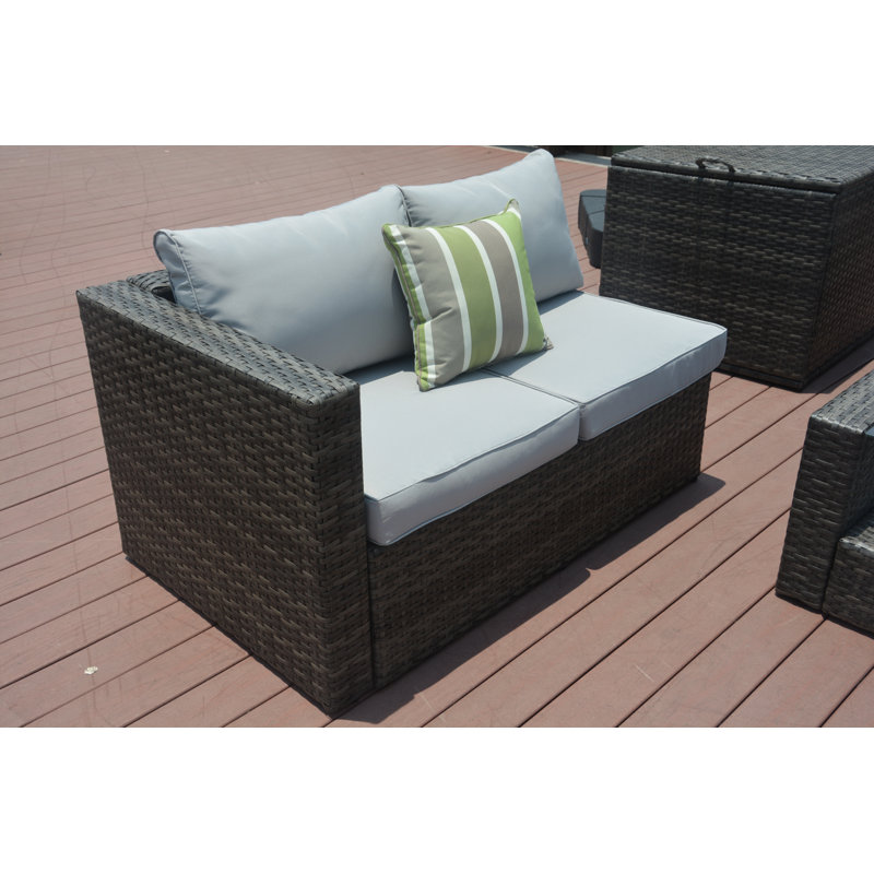 Ensemble de conversation modulaire avec coussins 4 pièces en rotin Michalak