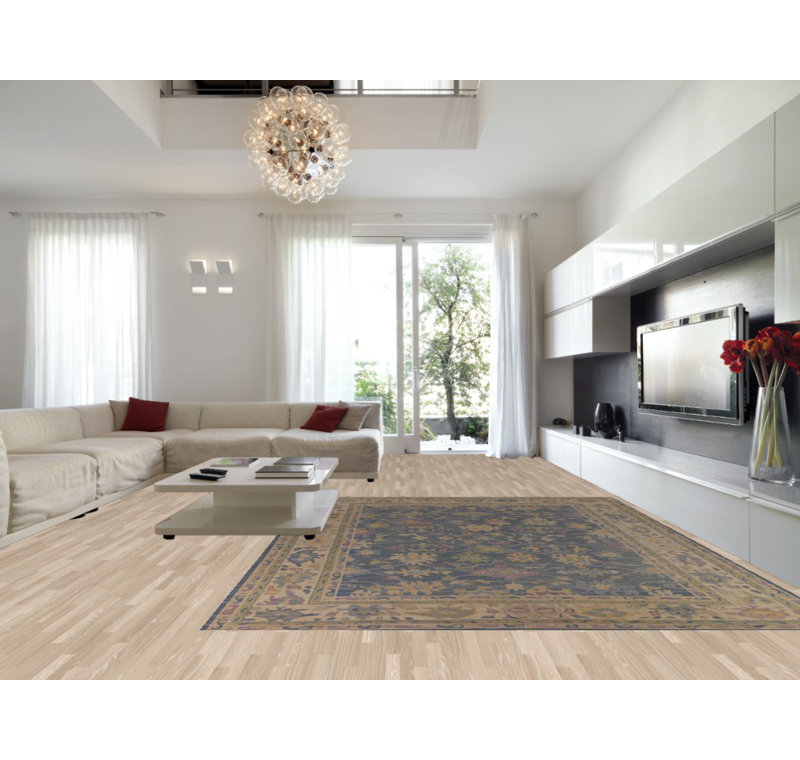 Vegetable Dye Blue Oushak Oriental Large Rug