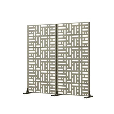 Lennox 72 in. H x 35 in. W Rectangular Metal Privacy Screen, Vintage Pattern Decorative Partition Screen for Outdoor Garden Patio