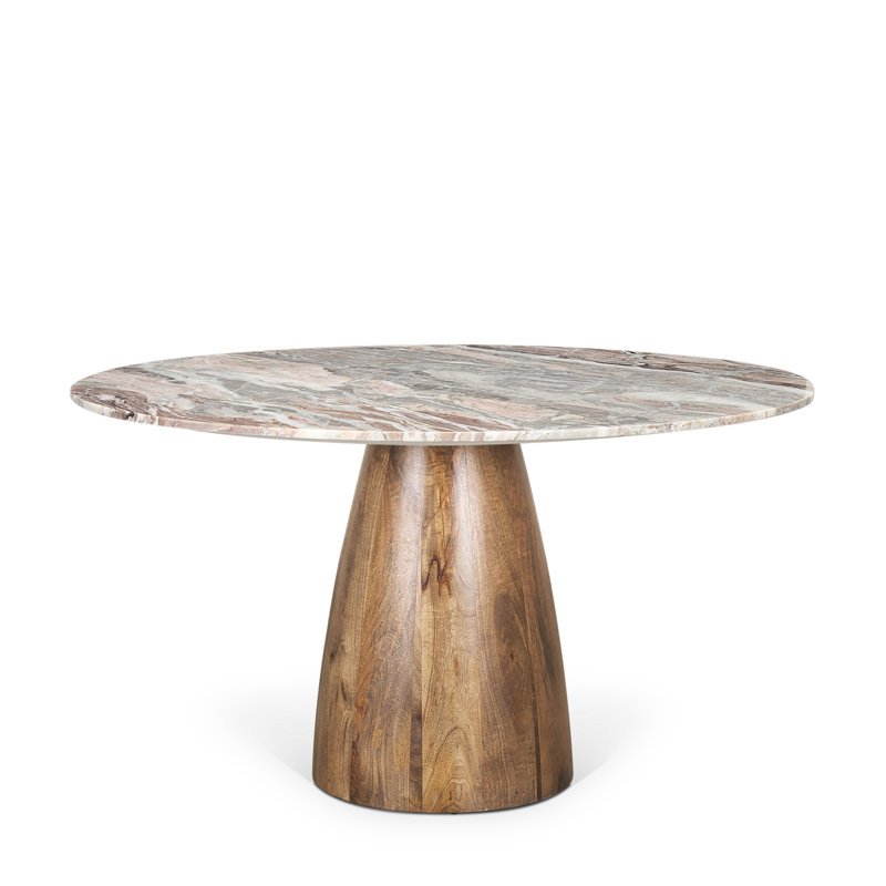 Mellonia Round Genuine Marble Dining Table, Pink, 30"H x 54"L x 54"W