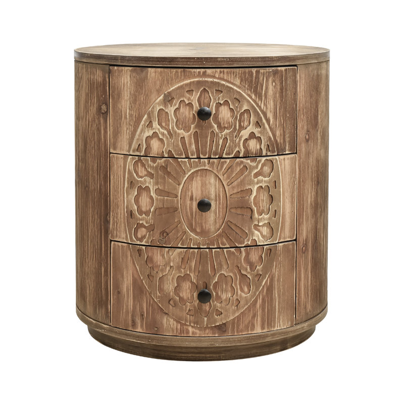 Cylindrical 3-Drawer Accent Chest