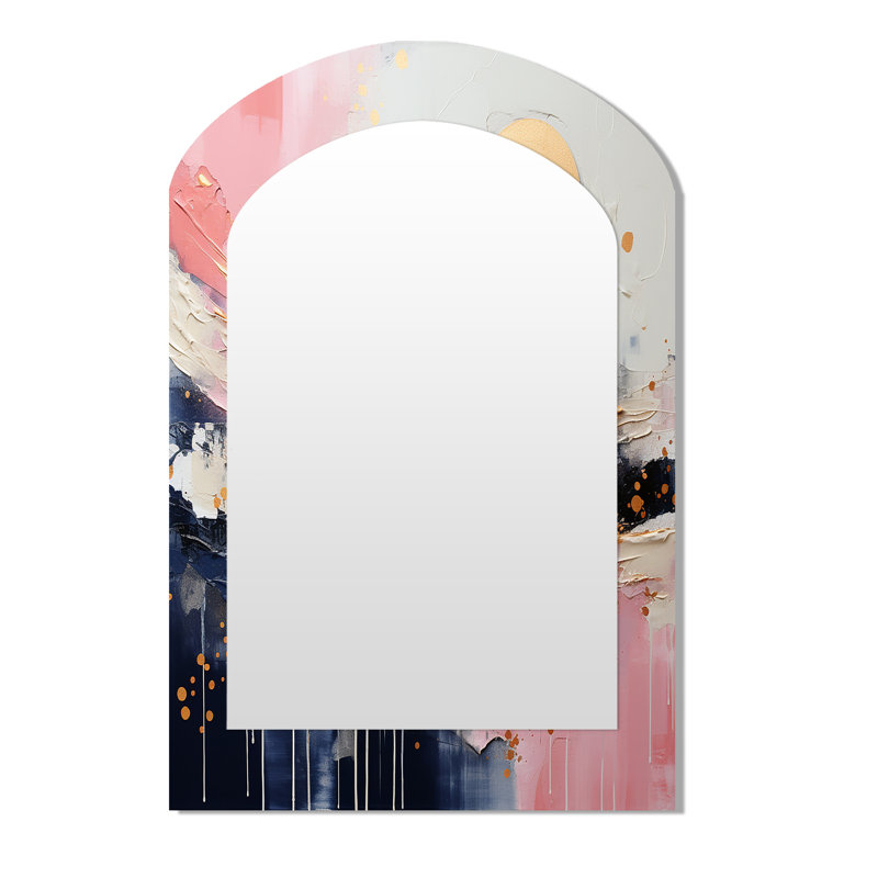 Or et rose moderne liquide formes III - miroir mural moderne unique formes abstraites irrégulières, 43 po x 33 po