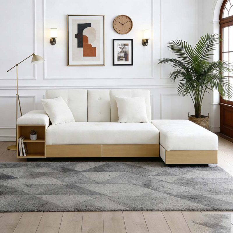 Canapé-lit convertible, canapé-lit double pliant multifonctionnel, Beige