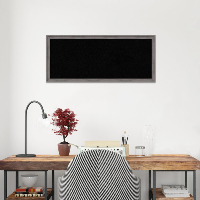 Wall Cork Small Bulletin Board, Gray, 14" x 32"