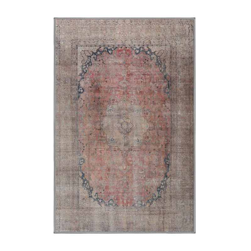 Tapis décoratif grise orientale Earnhardt, Rectangle 7 pi x 9 pi