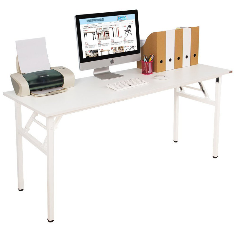 Katie Adjustable Metal Base Computer Desk, 29.5" H x 63" W x 23.6" D, White/White