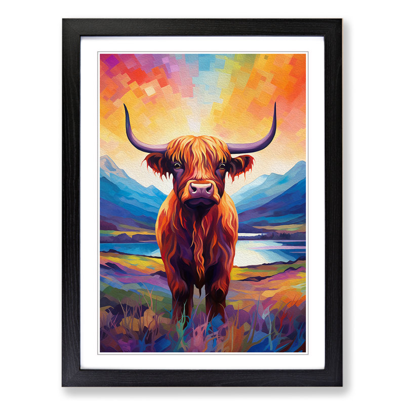 Highland Cow Futurism Art - Framed Print