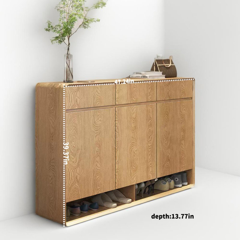 Armoire à chaussures en bois massif avec une paire de 20 paires, 39.37" H x 47.24" W x 13.77" D, Brun