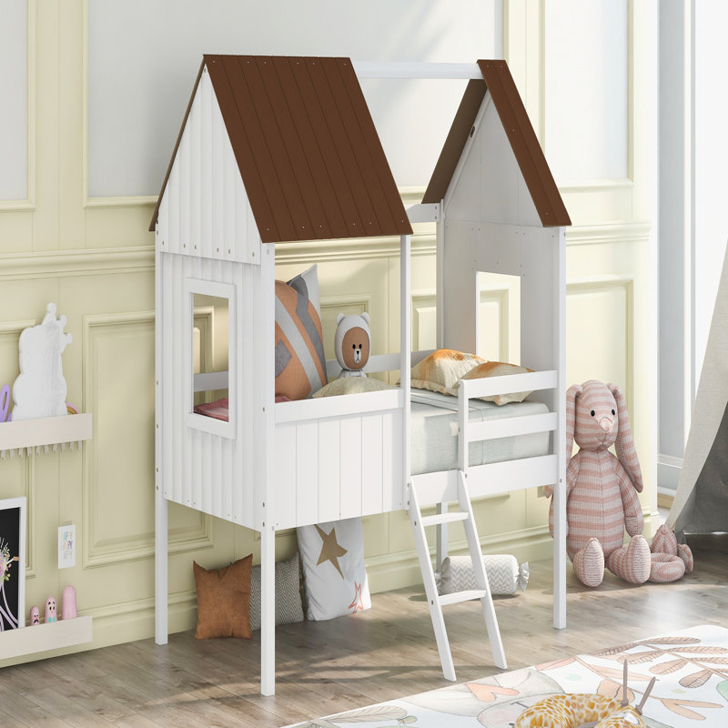 Lit unique en bois unique pour un sommeil amusant et confortable pour les enfants, gris
