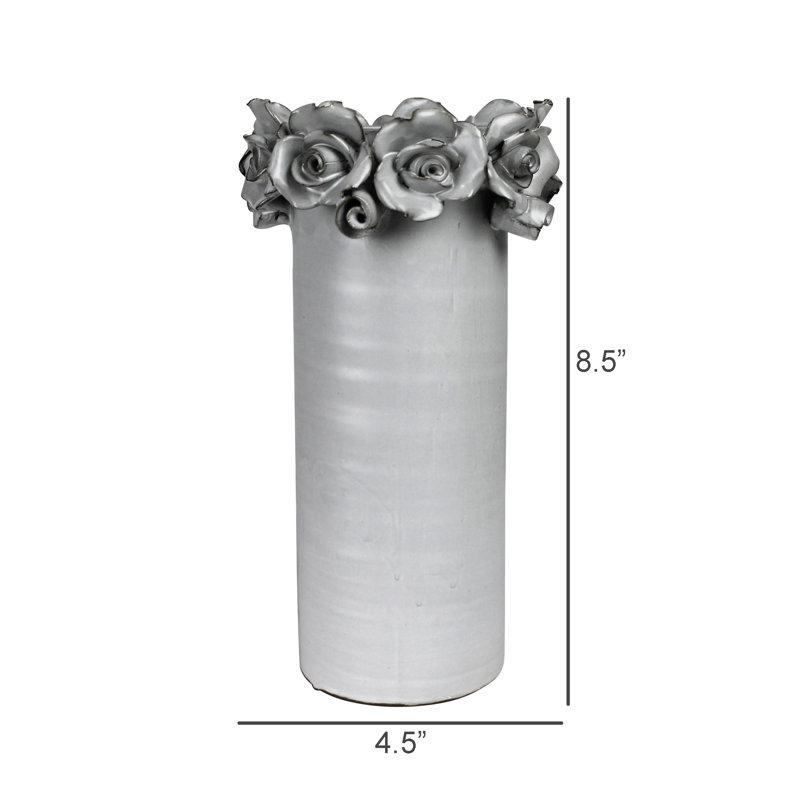 Vase avec rebord rose, céramique