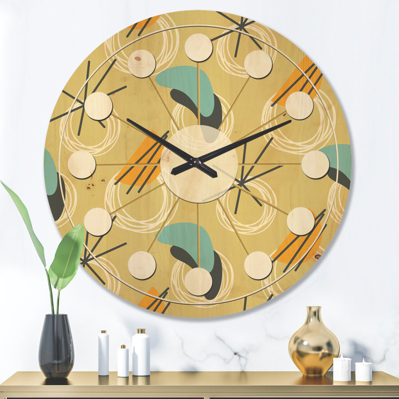 Horloge murale en bois Abstract Design II, Grand