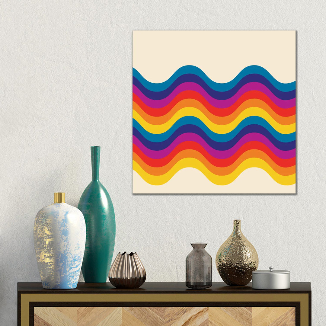 Wavy Retro Rainbow von Show Me Mars - Galerie-verpackte Leinwand Giclée