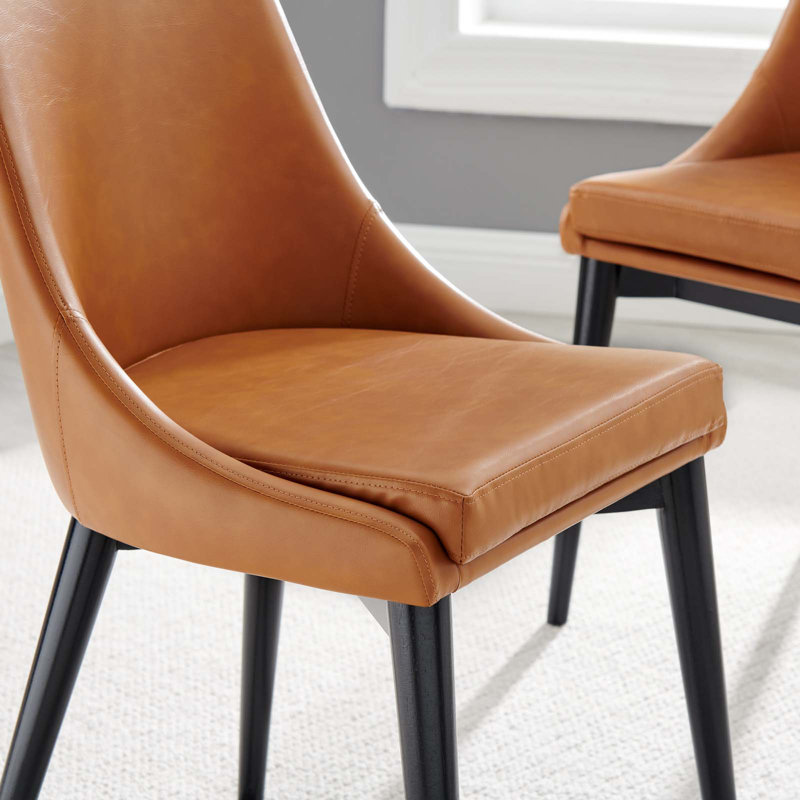 Modway Viscount Vinyl Dining Chair (Single Chair), Tan Faux Leather