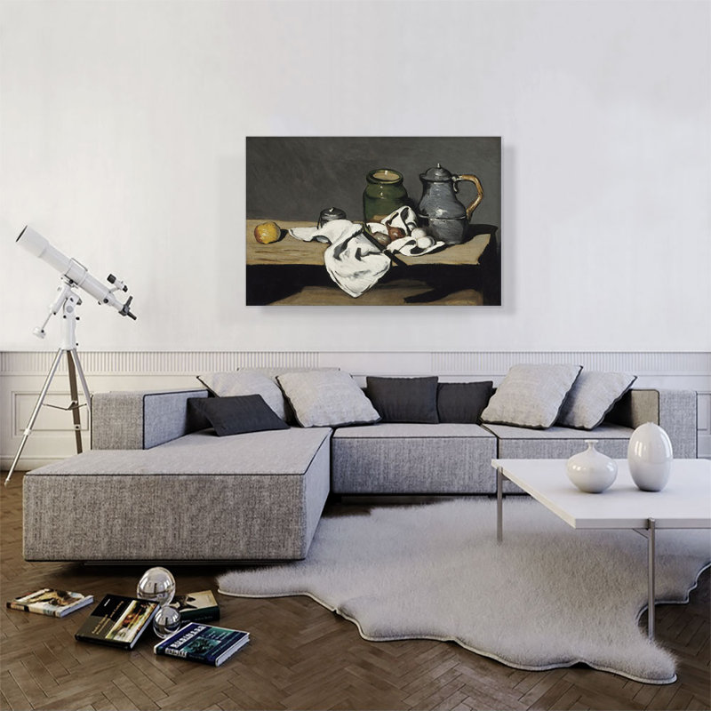 " Still Life With Kettle 1867 " by Paul Cezanne Painting Print, 26" H x 40" W x 1.5" D