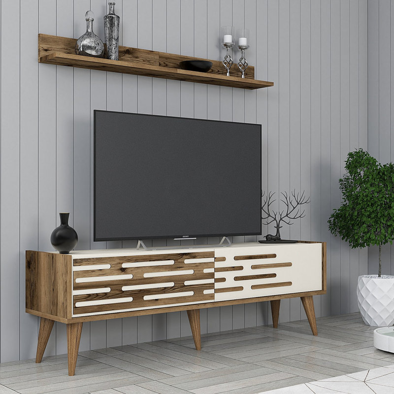 Unité de TV, Noyer / beige