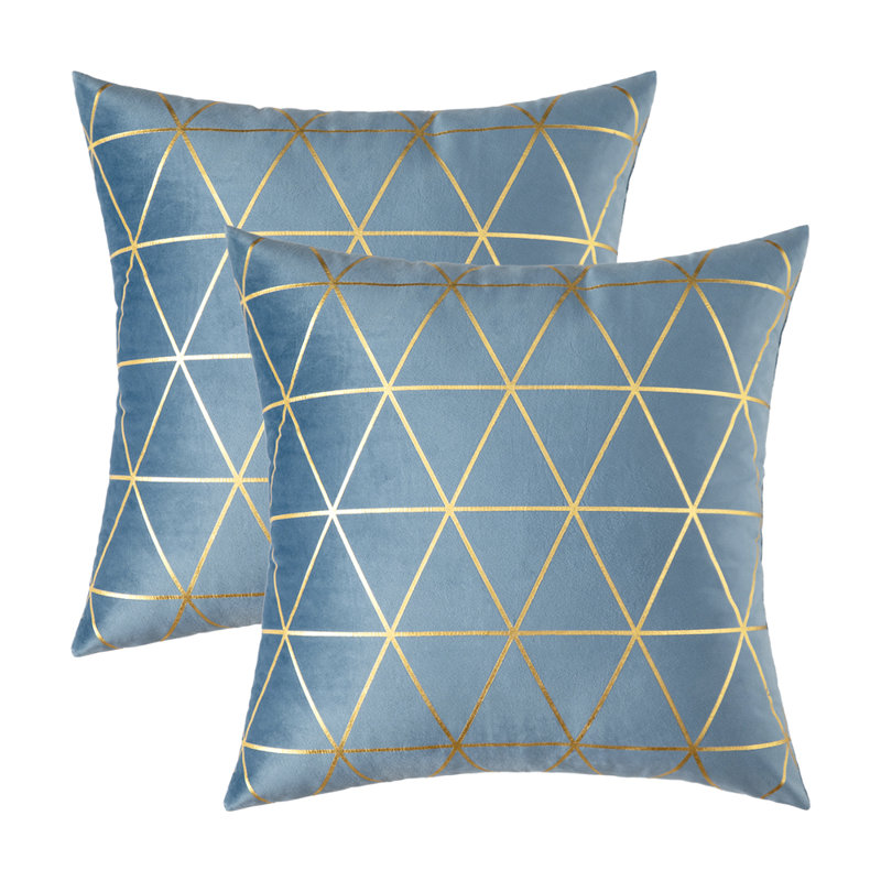 Housse de coussin Bryun, 20 po x 20 po, Bleu eau géométrique