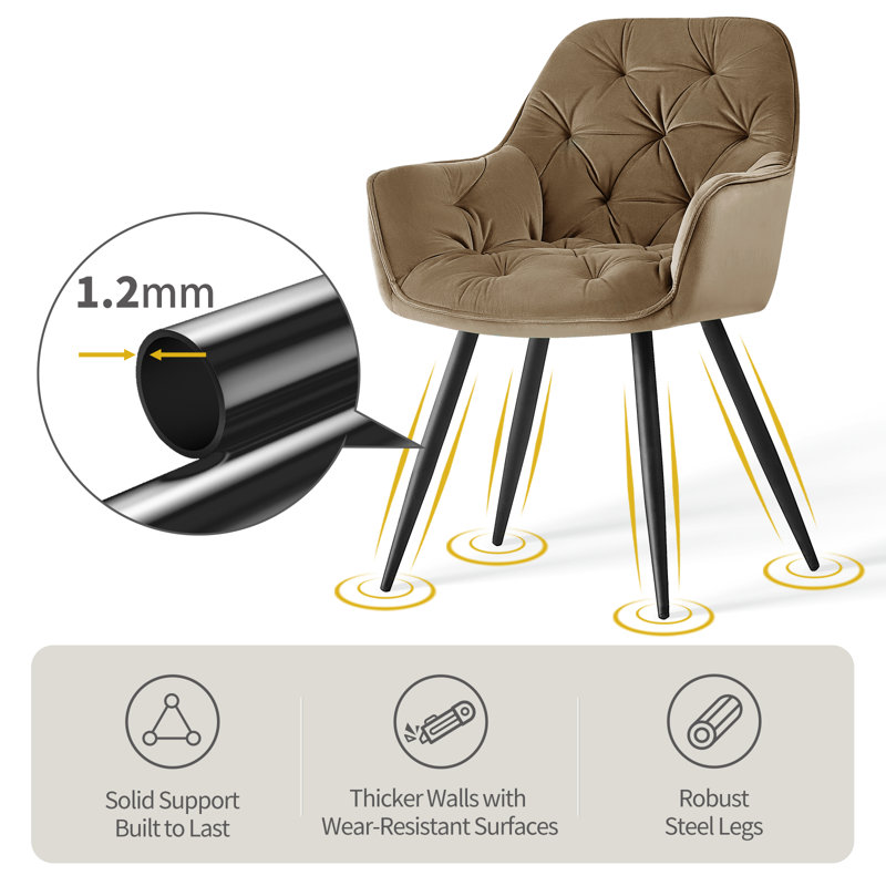 Velvet Tufted Upholstered Armchair Runge 50cm H, Brown