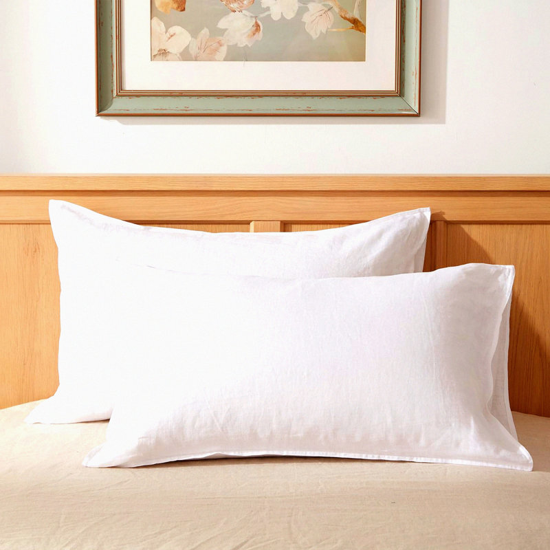 CoolBreeze Linen Pillowcase Set - 100% Breathable Stone Washed Pillow Cases (Pack of 2) with Envelope Closure., White