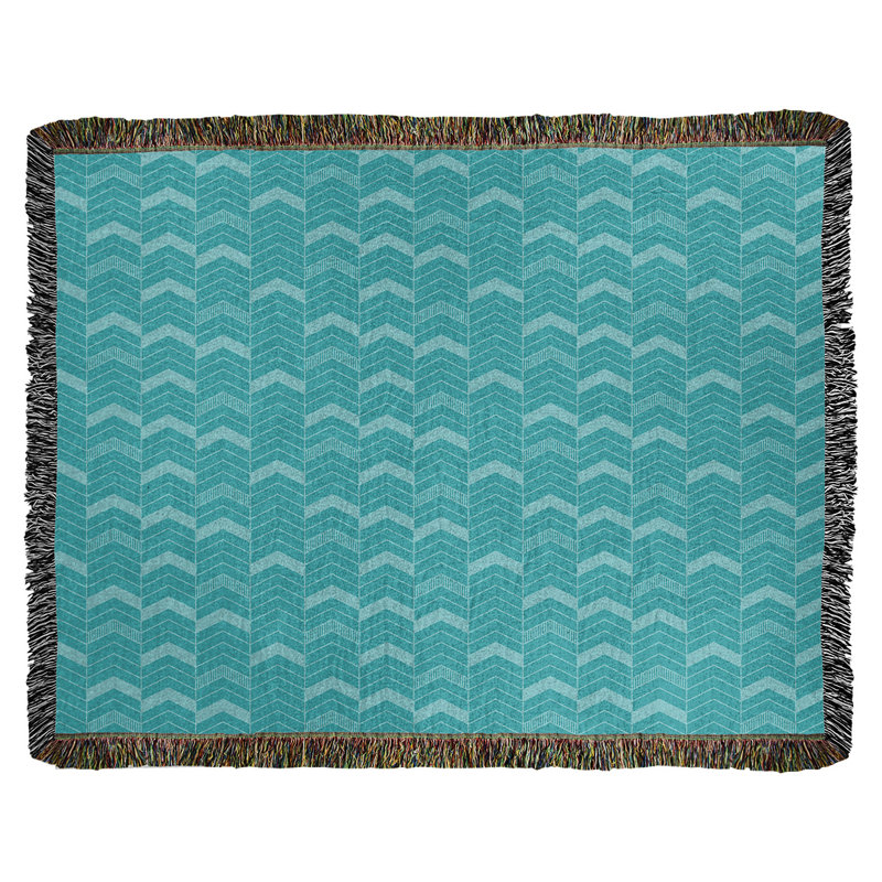 Couverture en coton tissé Rhonda, l 60 po x L 80 po, Bleu ciel