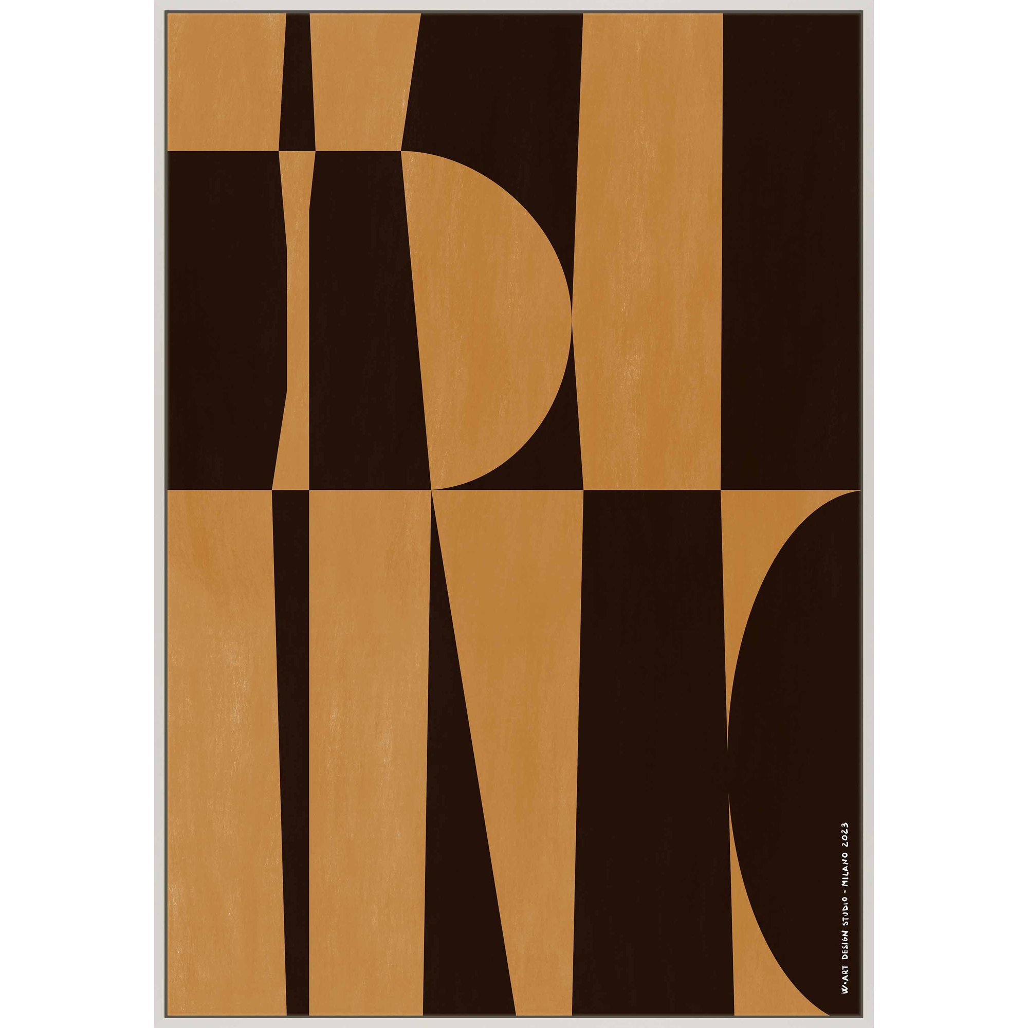 Hues Of Geometry 2 by Romina Gadler, White Canvas Framed, 30" H x 21" W