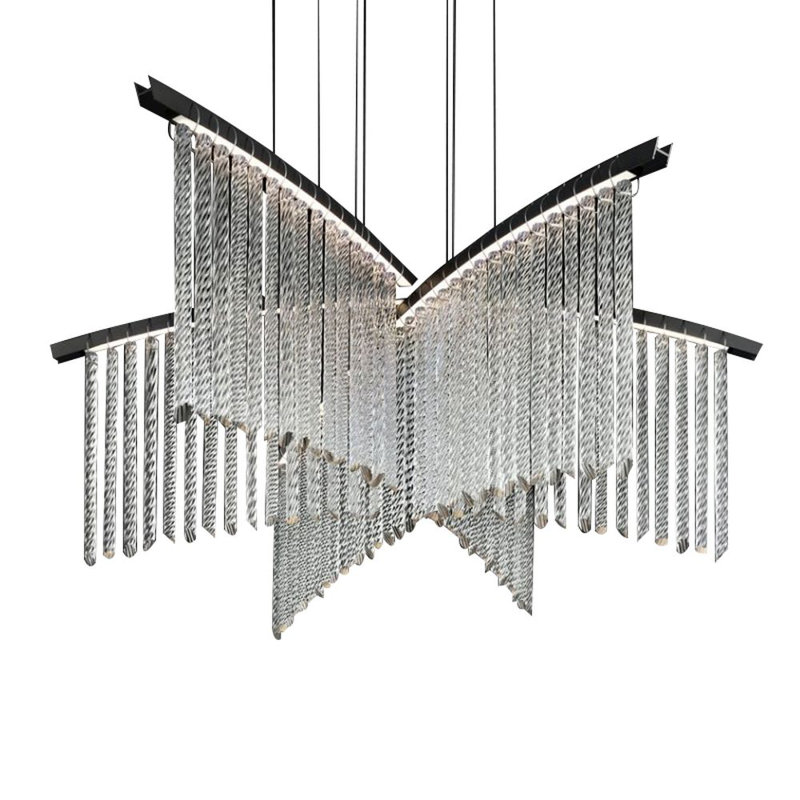 Lustre Murano, Transparent, Nickel poli, H 41 po x l 34 po x P 34 po