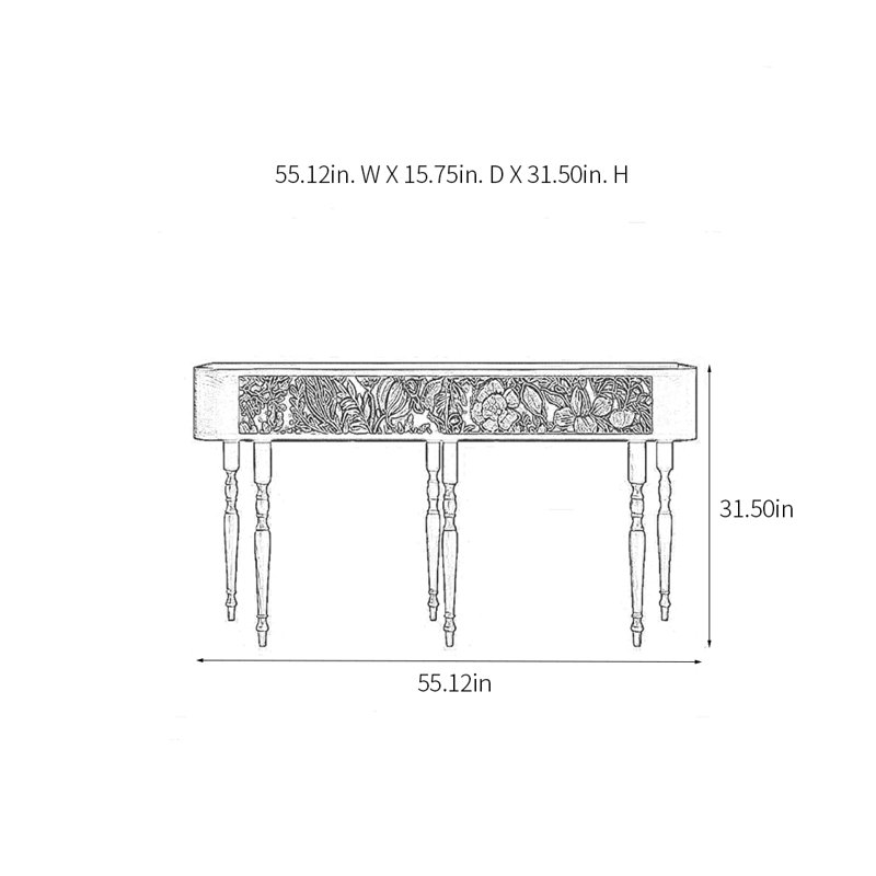 Retro Elegant Console Table, 31.5" H x 55.12" W x 15.75" D