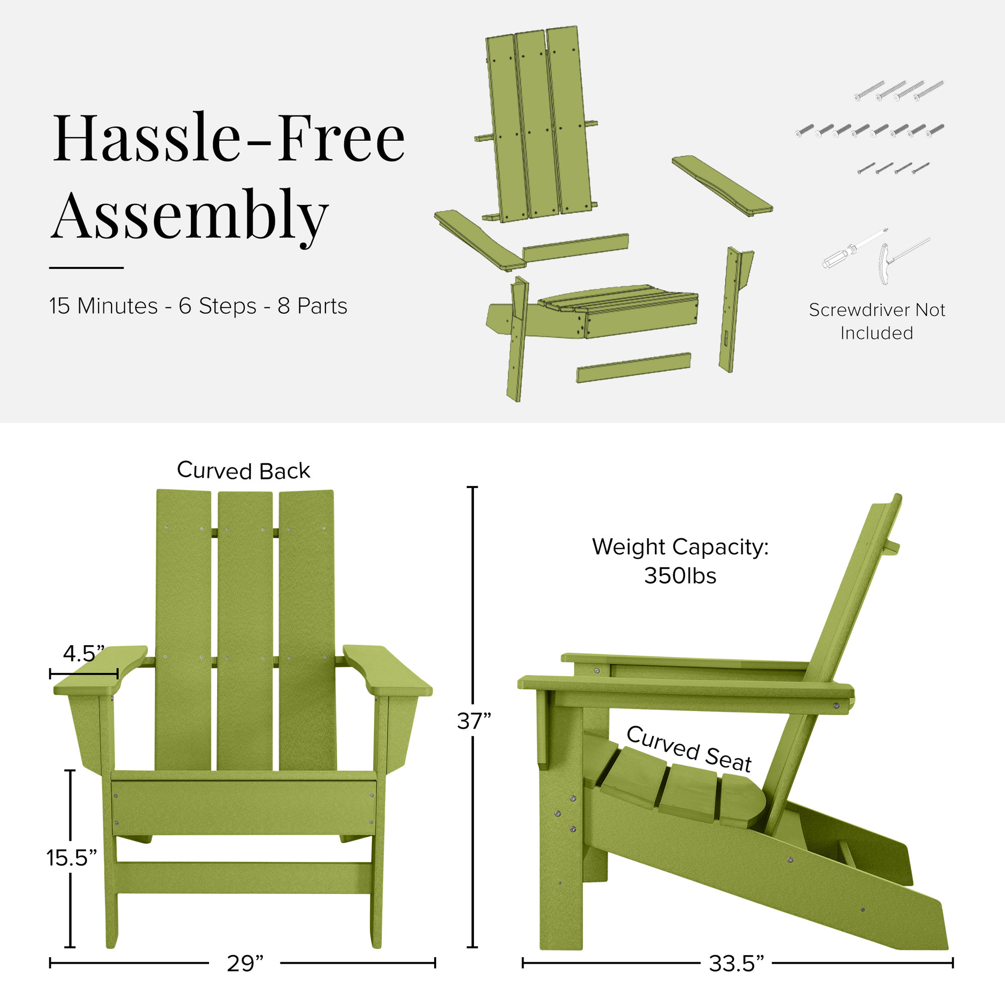 Ratcliff Outdoor Adirondack Set, Lime