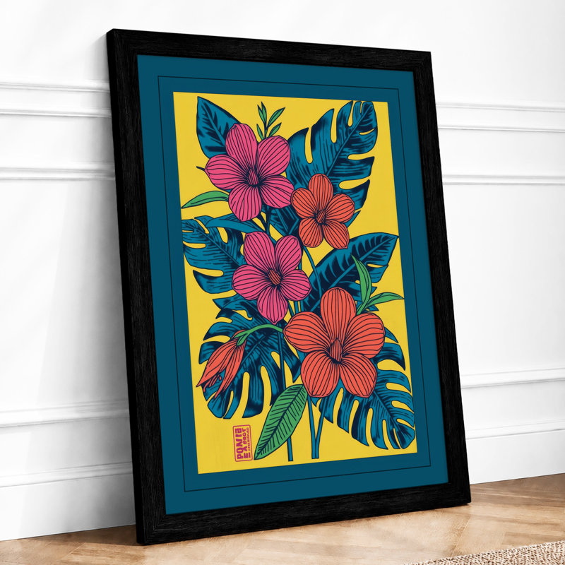 Tropical Blooms Botanical - Framed Print, Black, A3 - 42.0 x 29.7 cm