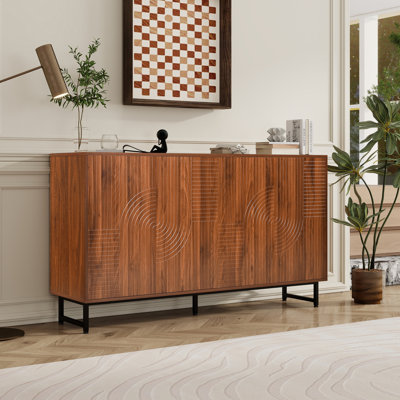 Mid-Century Modern Walnut Sideboard Buffet Cabinet