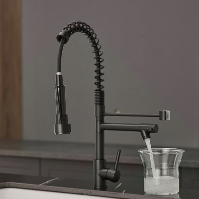 Robinet de cuisine commercial en acier inoxydable avec douchette rétractable, robinet d'évier de cuisine à poignée simple