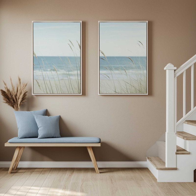 «Ocean Lullaby», ensemble de 2 toiles encadrées, H 18,75 po x l 25,5 po x P 1,75 po, Cadre flottant noir satiné