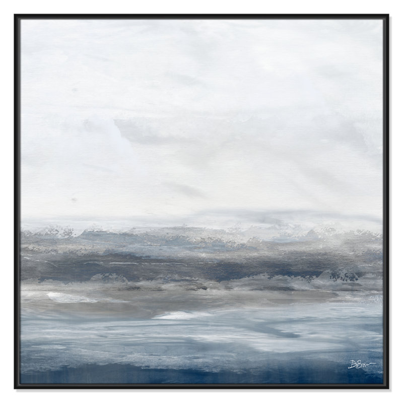 Océan - version carrée par Denise Brown, Pas de tapis, Cadre flottant noir, H 41,5 po x l 41,5 po x P 2 po